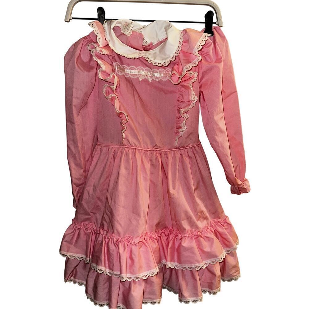 vintage Disney Winnie the Pooh Pink White Lace Ruffle Dress